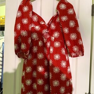Red Sunburst Pattern Dress
